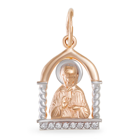 Подвеска"Св.Матрона", золото, фианит, 031818